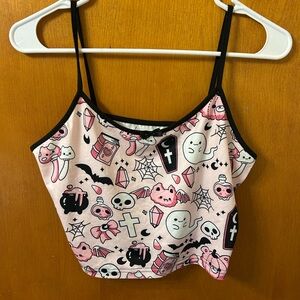 Pink Pastel Gothic Kawaii Spaghetti Strap Crop Top